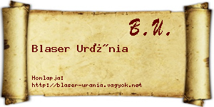 Blaser Uránia névjegykártya